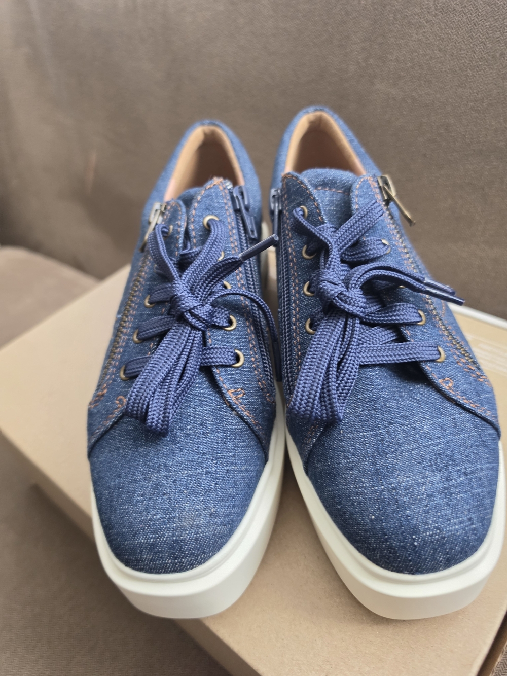 Linea Paolo Kalula Denim Zip Sneaker In Dark Blue Denim